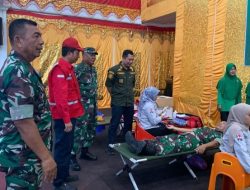 HUT Korem 032/Wirabraja ke-40 dan Persit ke-79 Gelar Donor Darah Massal