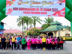 Peringati HUT Bhayangkara ke-79, Polres Pasbar Gelar Jalan Santai dan Senam Bersama