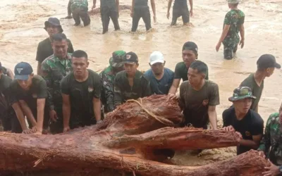 Santri Ponpes Taruna Rabbani Solok Turut Bantu Korban Banjir Bandang Muaro Pingai