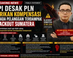 JPI Desak PLN Berikan Kompensasi kepada Pelanggan Terdampak Blackout Sumatera
