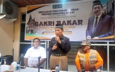 Anggota DPRD Sumbar Bakri Bakar Sosialisasikan Perda Penanggulangan Bencana Bersama KONI dan Pengurus Cabor