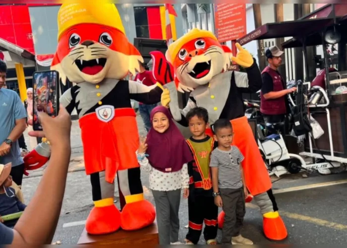 Si Rimau Muncul di CFD Padang, Bikin Warga Penasaran dengan Porprov Sumbar